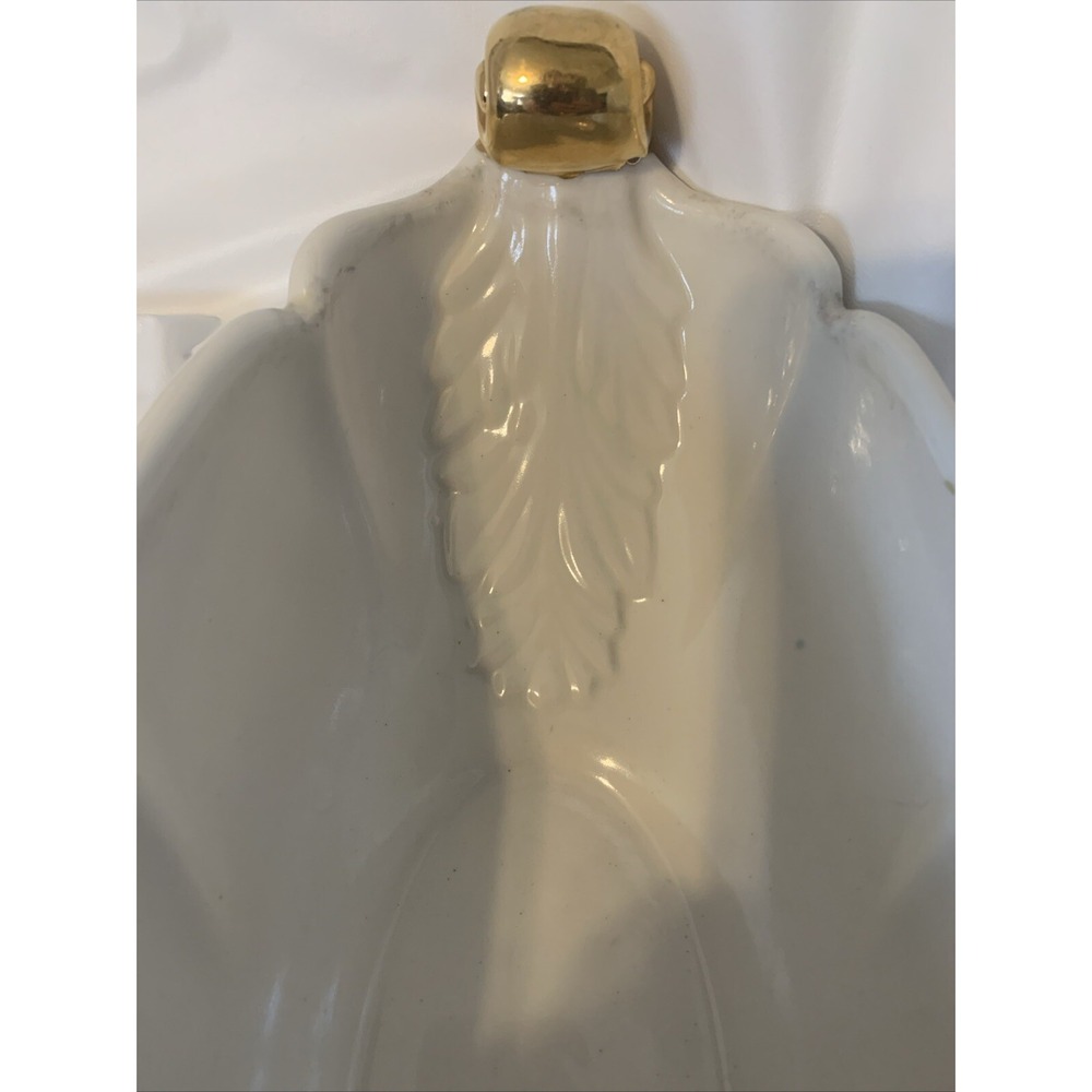 Vintage Mid-Century Abingdon‎ USA Blue Gilded Floral Planter Console Bowl #532 - Picture 3 of 6